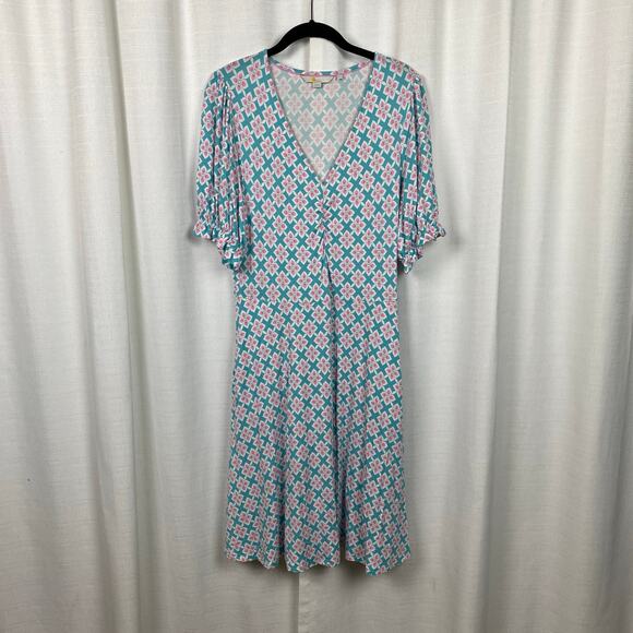 Boden Blue&Pink V Neck Jersey Midi Dress Sz.12L - Picture 3 of 13